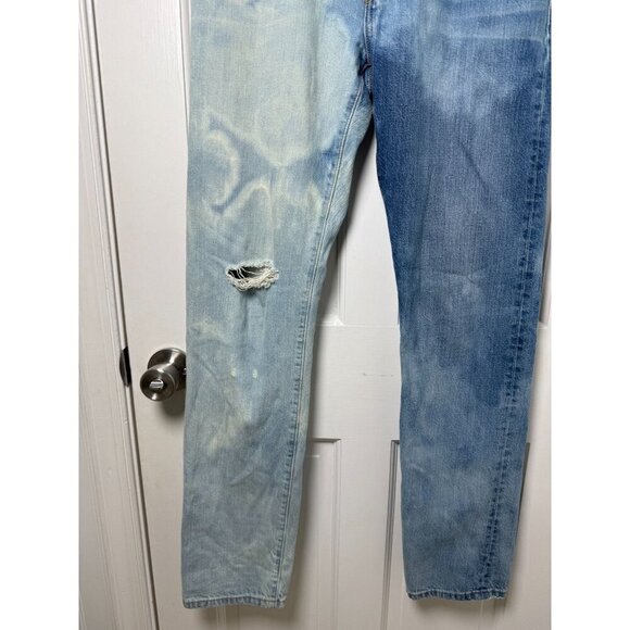 Levi's Womens Button Fly Distressed Bleached Straight Leg Blue Jeans W26 - Picture 4 of 13